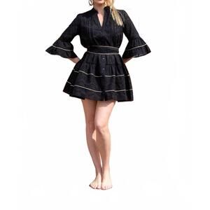 NEW PEP'S CANNES english embroidery mini dress in black